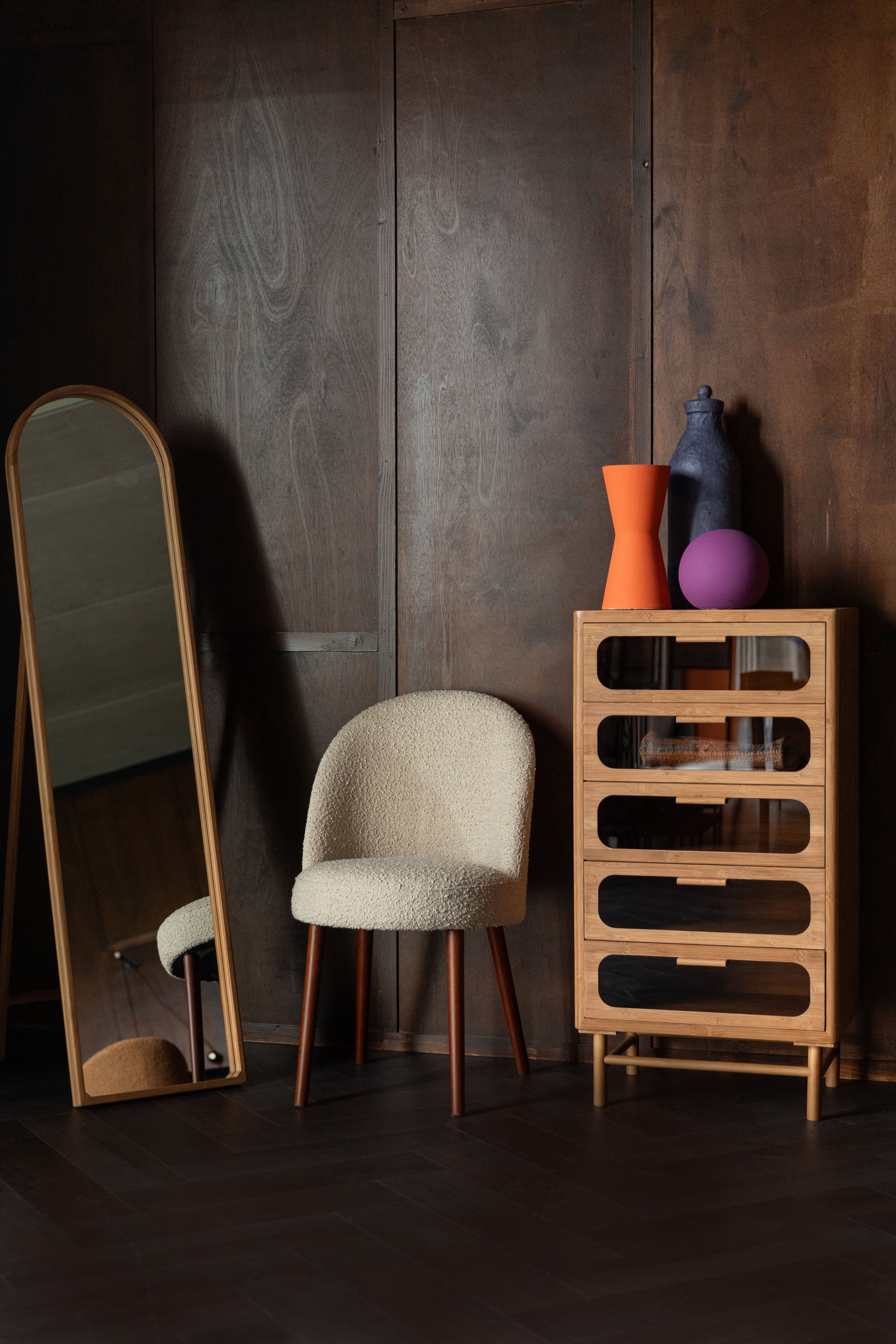 Dutchbone Caroun Natural Bamboo Standing Mirror